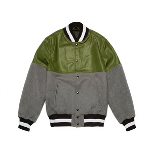 Chaqueta universitaria de béisbol personalizada para hombre KVJ105, moda de escuela secundaria, lana de invierno, cuero, sin cuello, bordado ecológico - Product Image 6