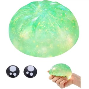 Jouet Squishy Boule de Sucre Scintillante, Jouet Anti-Stress à Presser en Forme de Boule de Maltose Liquide Transparente avec Paillettes Multicolores - Product Image 5