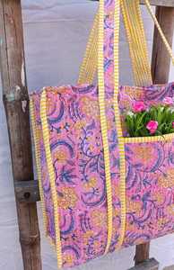 Bolso tote acolchado de algodón para portátil, con estampado a mano, bolso de hombro para oficina y viajes, para mujer - Product Image 2