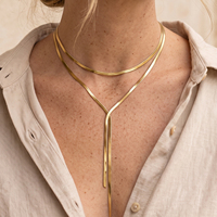 Kalung Rantai Ular Lapis Ganda Baja Tahan Karat CLIORO, Kalung Bentuk Y, Kalung Rantai Panjang, Dapat Ditumpuk, Perhiasan Wanita Modis, Hadiah
