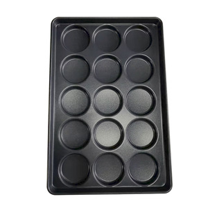 Bandeja de Horno Redonda Antiadherente de Acero Aluminizado de 4 Pulgadas con 15 Cavidades <span class=keywords><strong>para</strong></span> Hamburguesas y Panecillos - Product Image 1