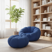 Canapé-lit minimaliste moderne en forme de citrouille avec ottoman, ensemble de salon