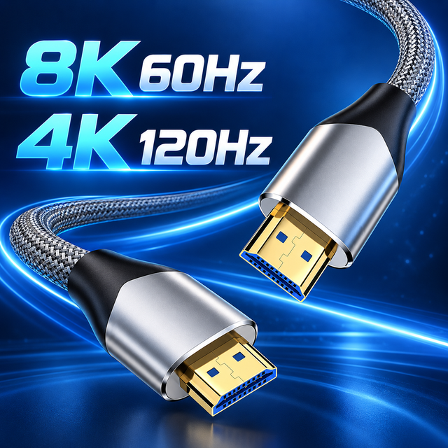 8K 2.1 Cable 48Gbps Braided Video Audio Cord With Dynamic HDR EARC for Television Monitor Projector Gaming