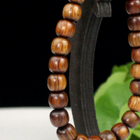 Bracelet en perles de bois naturelles en forme de baril, fait main, perles de prière en bois, bracelet extensible pour hommes et femmes, à porter au quotidien