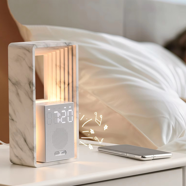 WILIT Digital Alarm Clock with Sunrise Wake-Up Light 9 Sleep Aid White Noise Sounds Touch Nightlight USB Charging Port Mini Size