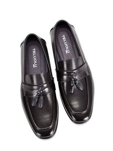 Leather Men's <b>Shoes</b> for Business Casual Wear British Style Fashionable Fringed Ankle Boots Wedding Loafers <b>Height</b> <b>Increasing</b> - Product Image 6