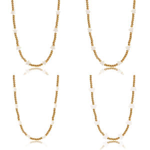 Sıcak satış 18k altın kaplama su geçirmez gerdanlık kararmaz ücretsiz paslanmaz çelik tıknaz altın kadınlar için dolgulu boncuklu kolyeler - Product Image 6