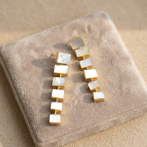 Imitation Pearl Long Drop Earrings 18K <b>Gold</b> Plated Brass Healing Crystal Bulk - Product Image 2