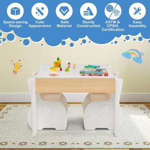 Mesa de Actividades de Madera 4 en 1, Juego de Mesa y Silla para Niños con <span class=keywords><strong>Pizarra</strong></span> Desmontable para Niños y Niñas - Product Image 3