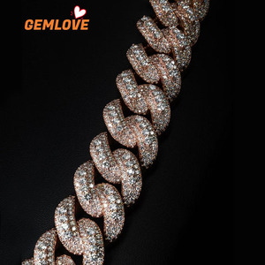 Cadena Cubana de Diamantes Chapada en Oro, Joyería Hip Hop, Estilo Bling, Venta Caliente - Product Image 3
