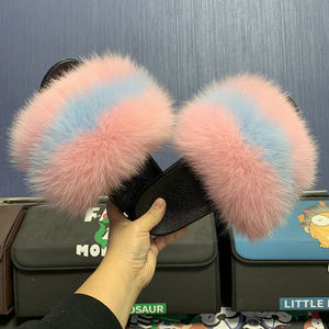 Real Fox Fur <b>for</b> Spring Summer Autumn Fluffy Furry Anti-Slip <b>House</b> Shoes Indoor <b>Outdoor</b> Flat Plush Fur Slides <b>for</b> Women - Product Image 4