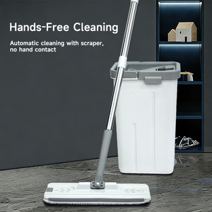 Serpillère de nettoyage des sols mains libres, microfibre, auto-nettoyante, à tête rotative à 360 degrés, avec seau, double usage humide/sec, pour usage domestique et sans effort - Product Image 2