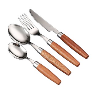 Sapele Wood Handle 304 Stainless Steel <b>Knife</b> <b>Fork</b> <b>Spoon</b> <b>Set</b> Solid Wood Handle Hotel Cutlery 3 Piece <b>Set</b> - Product Image 5