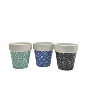 Mini vasos de flores personalizados exclusivos, mini vasos de cerâmica para plantas suculentas de cactos, papel com apliques