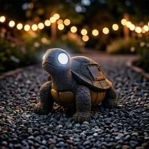 Statue de jardin solaire en forme de <span class=keywords><strong>tortue</strong></span>, figurine en résine, lumières solaires LED, résistantes à l'eau IP44, piles AA, angle de faisceau de 360°, succulente - Product Image 1