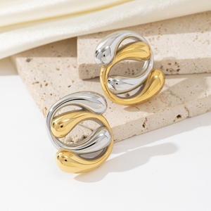 2025 moda mujer único 18K chapado en oro impermeable joyería de alta calidad Acero inoxidable geométrico declaración Stud pendientes - Product Image 4