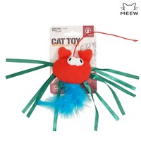 Jouet pour chat en peluche série crevettes et crabes avec herbe à chat et plumes en forme de jet de feuilles, jouet interactif pour animaux de compagnie pour l'auto-entretenement