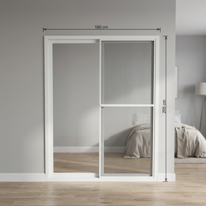 Porte coulissante extérieure en verre 160x205 à prix de gros, couleur blanche, ouverture latérale, design moderne, garantie 1 an, porte en PVC - Product Image 2