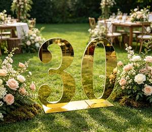 Wedding Party Event Birthday Custom Giant Gold <b>Mirrored</b> <b>Acrylic</b> Numbers 3d Big <b>Acrylic</b> Letters Number Stand - Product Image 4