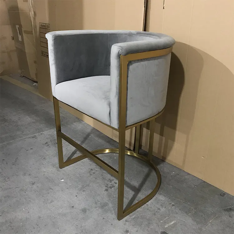 High-end modern tasarım otel altın Metal demir bacaklar Bar taburesi ticari kol dayama bar sandalyesi bar