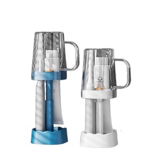 Double Cup <b>Toothbrush</b> <b>Holder</b> With Drainage For Bathroom Storage White Blue - Product Image 3