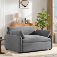 Canapé simple en chenille surdimensionné 50*43 pouces, fauteuil rembourré moderne et confortable, canapé-lit avec coussins pour le salon