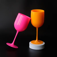 Gobelet en plastique coloré BST 16oz 480ml avec long pied, verre à vin incassable pour les mariages et les fêtes, pour le champagne et les vins