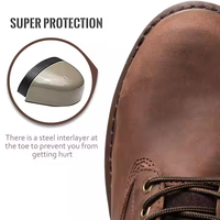 Botas de Trabajo de Cuero Resistentes al Agua para Hombre, Suela de Goma, Botas Industriales con Puntera de Acero, Zapatos de Seguridad Marrones, Botas de Seguridad S3