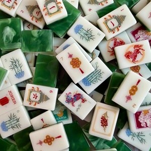 Juego de Mesa de Mahjong Americano, Estilo Casino, con Grabado de Esmeralda, Fuego y Riqueza, en Acrílico, Nuevo y Popular - Product Image 6