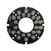 Placa PCB con 24 LEDs Infrarrojos de 12V, Interruptor Automático Día/Noche Integrado, Fabricante de PCBA Personalizado, Componentes de Luz LED con Orificio para CCTV