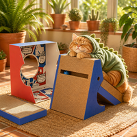 Tapis à gratter multifonctionnel incliné pour chat avec jouet à bille roulante, lit-caverne pliable pour chat, pour l'exercice et le repos des chats d'intérieur