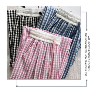 <span class=keywords><strong>Pantaloni</strong></span> Casual da Donna a <span class=keywords><strong>Vita</strong></span> <span class=keywords><strong>Alta</strong></span> con Coulisse Elastica, Stile Vintage a Quadri Bianco e Nero, Gamba Svasata, Versatili e Leggeri - Product Image 4
