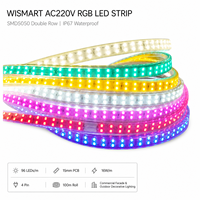 Bande LED double rangée WISMART AC220V SMD5050 RGB 96 LED/m 15mm IP67 Étanche Rouleau de 100m 4 Broches Éclairage Commercial Extérieur