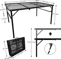 Table de camping portable moderne en aluminium avec design pliable triple, facile à transporter pour la cuisine en plein air, les pique-niques, les meubles d'extérieur
