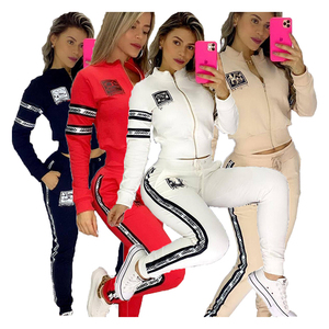 Completo Due Pezzi da <span class=keywords><strong>Donna</strong></span> di Lusso con Stampa Autunno/Inverno, Manica Lunga con Zip, Tuta Sportiva di Marca - Product Image 1