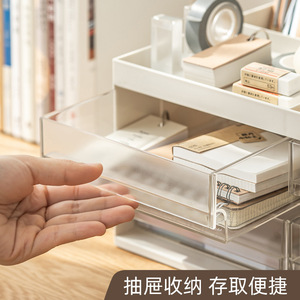 Stationery Holder With Transparent Drawers White Plastic Desktop Organizer For Office And Home Use - Product Image 4