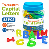 Ensemble de lettres de l'alphabet transparentes 52 pièces, jouet éducatif en plastique pour l'apprentissage des grands caractères, vente en gros pour les salles de classe