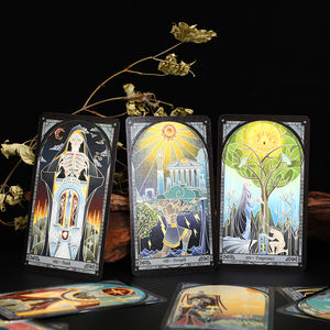 <span class=keywords><strong>Mazzo</strong></span> di Tarocchi Specchio Rotto Quarta Edizione, <span class=keywords><strong>Carte</strong></span> in Stile Vetro Dipinto, Bordo Argento Laser - Product Image 2