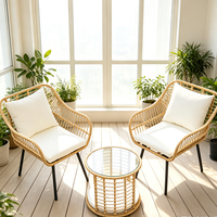 Ensemble de terrasse transfrontalier en PE, style moderne et épuré, trois pièces, table basse et chaises 2 places pour le thé de l'après-midi