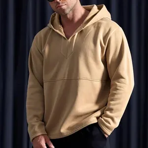Sweat à capuche pour hommes, sweat-shirt personnalisé à la mode, grande taille, couleur unie, flanelle, poche couleur Camel