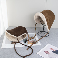 Gorro de invierno vintage con orejeras, unisex, de ante, forrado de sherpa, con cordón ajustable para clima frío al aire libre, venta al por mayor