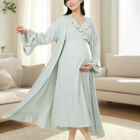 HUOYOUNG Vêtements de détente personnalisés pour femmes Ensemble 2 pièces Camisole imprimé de maternité Chemise de nuit Robe de pyjama Ensemble Robes de maternité pour femmes
