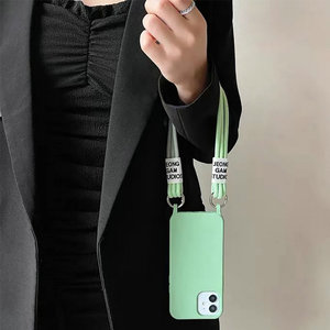 Funda de teléfono Tpu para Iphone con cordón, diseño de borde de color caramelo, estampado con eslogan, compatible con Iphone 12, 13, 14 - Product Image 1