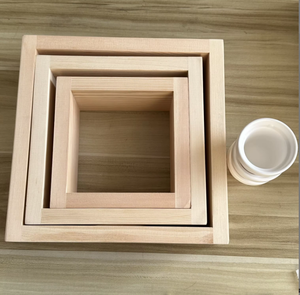 Natural Pine Floating <strong>Cube</strong> Wall Shelves Set of <strong>3</strong> Minimalist Hanging Display Rack for Bathroom Gallery Plant <strong>Storage</strong> - Product Image 5