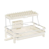 WIREKING Égouttoir à vaisselle en aluminium à 2 niveaux grande capacité, 100 % antirouille, 18,6 pouces, pour 13 assiettes, avec emballage personnalisé