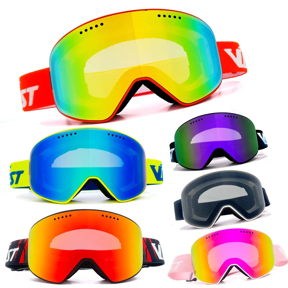 최저가 사용자 정의 샘플 스키 고글 디자인 브랜드 로고 안티 포그 UV400 PC 렌즈 스키 안경 도매 스노우 고글 공장