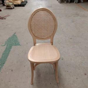 Silla Moderna y Resistente con Respaldo <span class=keywords><strong>Cruzado</strong></span> de Madera, Estructura de Madera Sólida y Asiento de Ratán Tejido para Restaurante, Hotel, Hogar y Oficina - Product Image 3