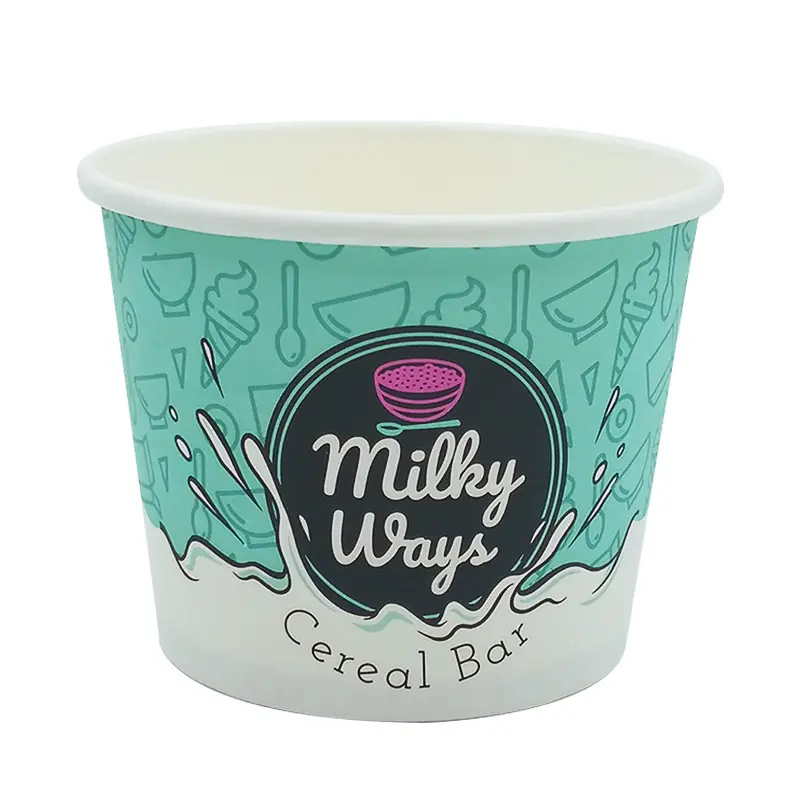 Biodegradable ice cream paper cup 8oz custom printed yogurt cup design paper container for ice cream