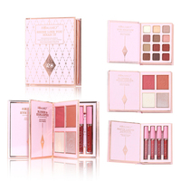 Ensemble de maquillage professionnel 3-en-1 facile à appliquer, fard à paupières scintillant mat illuminateur, waterproof, longue tenue, blush, gloss à lèvres