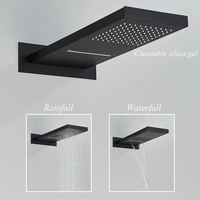 Robinet de douche thermostatique cascade avec douchette, système mural noir, certifié CE, personnalisable en usine